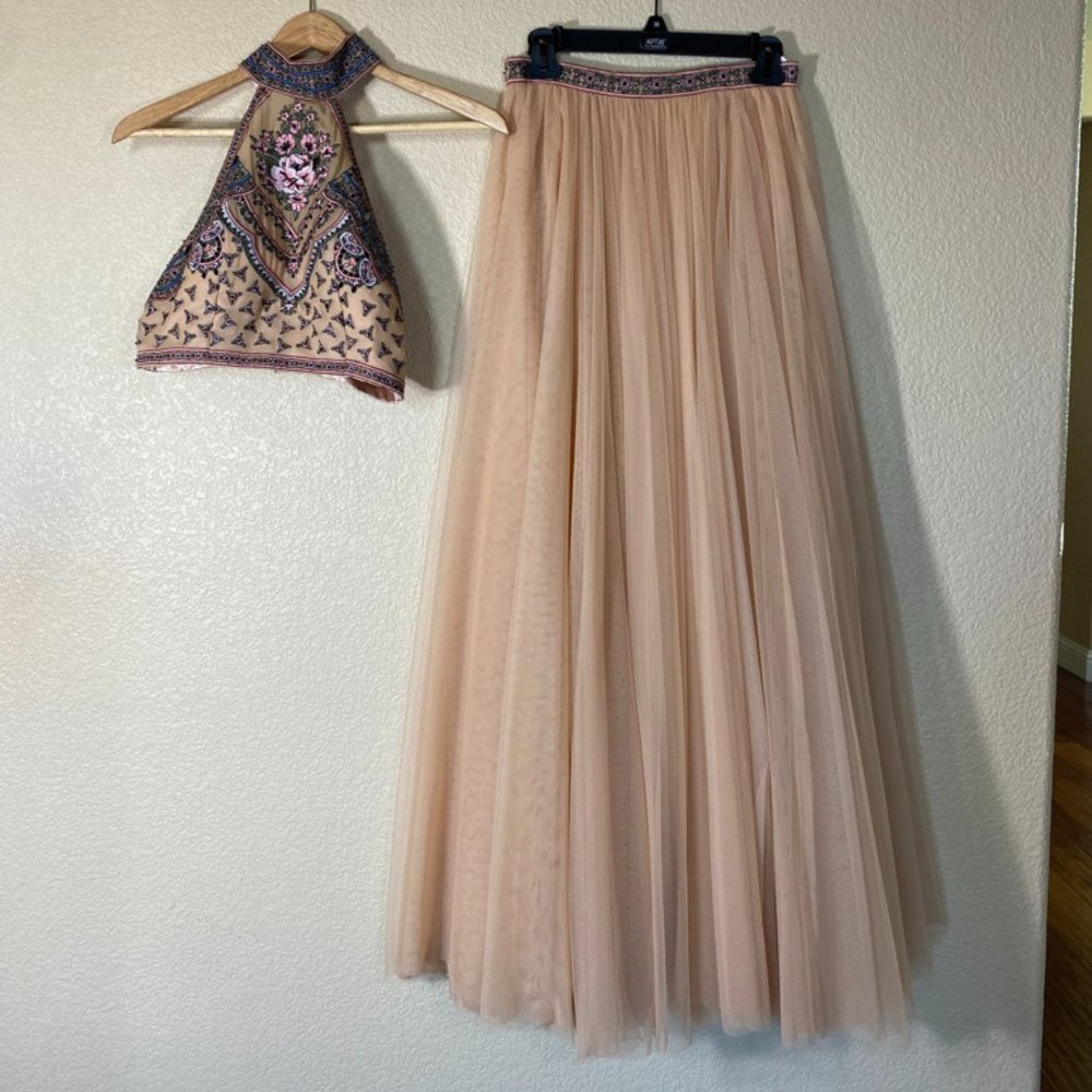 Champagne Sherri Hill 2-Piece Prom Dress/Gown